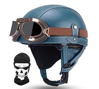 Retro Moto Casco Mezzo, Vintage Motorcycle Casco, Certificazione DOT/ECE, Occhiali Da Sole Incorporati, Con Passamontagna Maschera, Materiale ABS, Fodera Traspirante, Con Occhiali