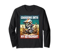 Retro Motocross Dad Gnome Crossing Into My Retirement Maglia a Manica