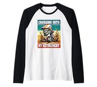 Retro Motocross Dad Gnome Crossing Into My Retirement Maglia con Maniche Raglan