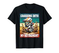 Retro Motocross Dad Gnome Crossing Into My Retirement Maglietta
