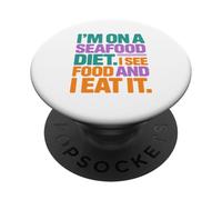 Retro multicolore "I'm On A Seafood Diet" PopSockets PopGrip Adesivo