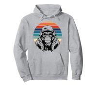 Retro Music Monkey Indossare Cuffie, DJ, Amante della Musica Felpa con Cappuccio