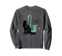 Retro Musical Cat Saxophone Midcentury Modern Mid Century Felpa