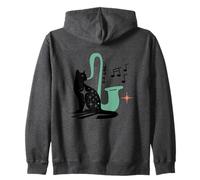 Retro Musical Cat Saxophone Midcentury Modern Mid Century Felpa con Cappuccio