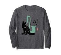Retro Musical Cat Saxophone Midcentury Modern Mid Century Maglia a Manica