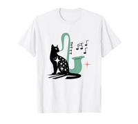 Retro Musical Cat Saxophone Midcentury Modern Mid Century Maglietta