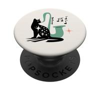 Retro Musical Cat Saxophone Midcentury Modern Mid Century PopSockets PopGrip Adesivo