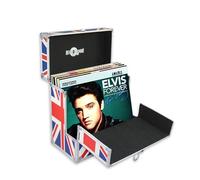 Retro musique Custodia in alluminio per dischi in vinile da 30,5 cm con patta frontale pieghevole per un migliore accesso ai tuoi LP, contiene fino a 40 LP (in custodia in PVC), include 40 custodie