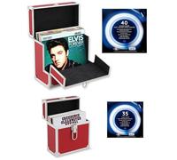 Retro musique Custodia in alluminio per dischi in vinile da 30,5 cm con patta frontale pieghevole per un migliore accesso ai tuoi LP, contiene fino a 40 LP (in custodia in PVC), include 40 custodie