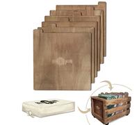 Retro musique Divisori in legno incisi al laser per organizzare LP in vinile da 30,5 cm, set da 6, con copertura in tela di iuta (finitura rovere)