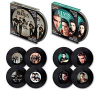 Retro Musique - Set di 8 sottobicchieri in vinile The Beatles & Elvis Presley, incantevoli regali musicali, idea regalo per uomini e donne, fantastici regali per amanti della musica ospitati in una