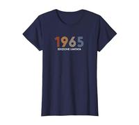 retrò Nato nel 1965 Edizione Limitata 61 Compleanno Maglietta, Donna, Navy, L