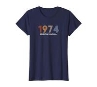 retrò Nato nel 1974 Edizione Limitata 52 Compleanno Maglietta, Donna, Navy, M