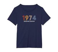 retrò Nato nel 1974 Edizione Limitata 52 Compleanno Maglietta, Donna Plus-Size, Navy, 2X