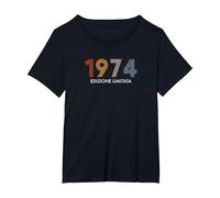 retrò Nato nel 1974 Edizione Limitata 52 Compleanno Maglietta, Donna Plus-Size, Nero, 3X