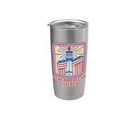 Retro New American Citizen Rosso Bianco e Blu Bicchiere termico in acciaio inox doppia parete
