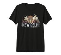Retro New Delhi Paesaggio Vintage Souvenir Maglietta Premium