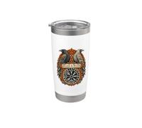 Retro norvegese Huginn Muninn Ravens Nordic Vegvisir Folklore Bicchiere termico in acciaio inox doppia parete