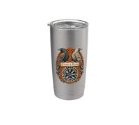 Retro norvegese Huginn Muninn Ravens Nordic Vegvisir Folklore Bicchiere termico in acciaio inox doppia parete