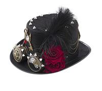 Retro Occhiali Scuro Catena Rosa Piuma Steampunk Cappello di Halloween Con Gear Vittoriano Top Per Halloween Natale Cappelli A Top Per Donne Uomini