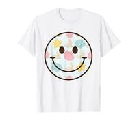 Retro Ocean Pattern Happy Face Seashell Stelle marine Coral Beach Maglietta