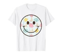 Retro Ocean Pattern Happy Face Seashell Stelle marine Coral Beach Maglietta