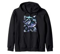 Retro Ocean Wildlife - Shark, Fish & Octopus Vibes Felpa con Cappuccio