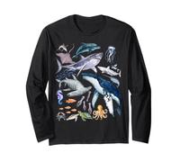 Retro Ocean Wildlife - Shark, Fish & Octopus Vibes Maglia a Manica