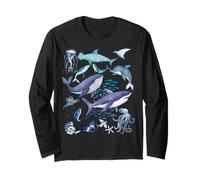 Retro Ocean Wildlife - Shark, Fish & Octopus Vibes Maglia a Manica