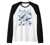 Retro Ocean Wildlife - Shark, Fish & Octopus Vibes Maglia con Maniche Raglan