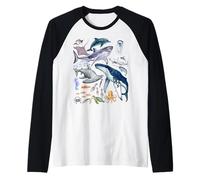 Retro Ocean Wildlife - Shark, Fish & Octopus Vibes Maglia con Maniche Raglan