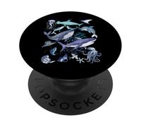 Retro Ocean Wildlife - Shark, Fish & Octopus Vibes PopSockets PopGrip Adesivo