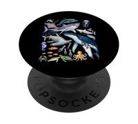 Retro Ocean Wildlife - Shark, Fish & Octopus Vibes PopSockets PopGrip Adesivo
