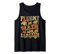 Retro Ondulato Fluente in Matematica E Sarcasmo Groovy Flower Teacher Canotta