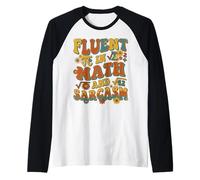 Retro Ondulato Fluente in Matematica E Sarcasmo Groovy Flower Teacher Maglia con Maniche Raglan