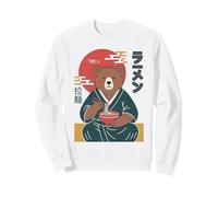 retrò Orso Giapponese Mangiare Ramen Ukiyo-e Estetica Felpa