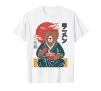 retrò Orso Giapponese Mangiare Ramen Ukiyo-e Estetica Maglietta
