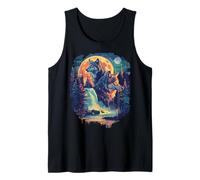 Retro Outdoor Wilderness Bear Alberi Riflessione Foresta Canotta