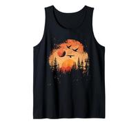 Retro Outdoor Wilderness Bear Alberi Riflessione Foresta Canotta