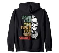 Retro parla la tua mente anche se la tua voce scuote RBG Feminist Felpa con Cappuccio