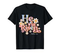 Retro Pasqua Groovy Egli È Risorto Cristiano Bambini Bambino Ragazza Maglietta con Stampa Grafica Economica, Uomo, Nero, L