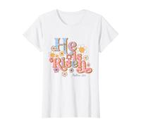 Retro Pasqua Groovy Egli È Risorto Cristiano Bambini Bambino Ragazza Maglietta con Stampa Grafica Economica, Donna, Bianco, XS