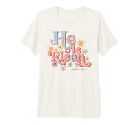 Retro Pasqua Groovy Egli È Risorto Cristiano Bambini Bambino Ragazza Maglietta Premium