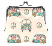 Retro Peace Beige - Portafoglio in pelle con fibbia bacio per ragazze, Retro Peace Beige, UNITALLA Retro Peace Beige, UNITALLA Classic, Retro Peace Beige, Taglia unica, Classic