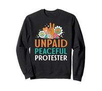 Retro Peace Sign Flowers Groovy Unpaid Peaceful Protester Felpa