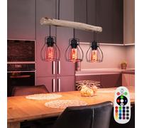Retrò Pendolo Soffitto Luce Legno Fascio Telecomando Lampada Dimmbar IN Set Incl [EEK: F]
