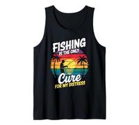 Retro Pesca Terapia Salute Mentale Stress Relief Fisherman Canotta