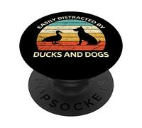 Retro Pet Dog Duck Lover | facilmente distratto da cani e anatre PopSockets PopGrip Adesivo