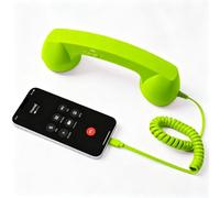 Retro Phone Handset for Cell Phone, Type-C & 3.5mm, 9in (Green,Type-C) | Type-C and 3.5mm connections, volume and call controls, coiled cord, 9in retro handset, 1 pack, wired phone calling