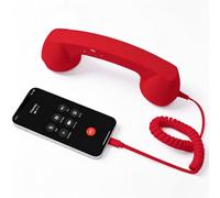 Retro Phone Handset for Cell Phone, Type-C & 3.5mm, 9in (Red,Type-C) | Type-C and 3.5mm connections, volume and call controls, coiled cord, 9in retro handset, 1 pack, wired phone calling
